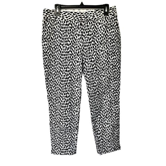 Talbots Wms 8 Slim Crop Black White Animal Print Ankle Pants Stretch Cotton - Picture 1 of 10